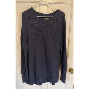 NWT DULUTH TRADING CO Women's Blue Cotton Blend Tunic Sweater L Waffle Comfort